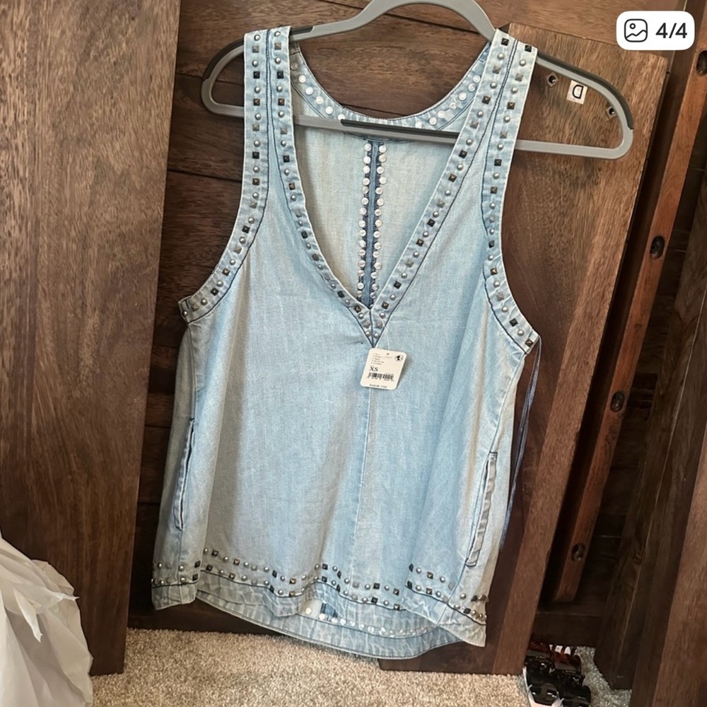 Free People Light Blue Denim Tunic - Picture 4 of 6